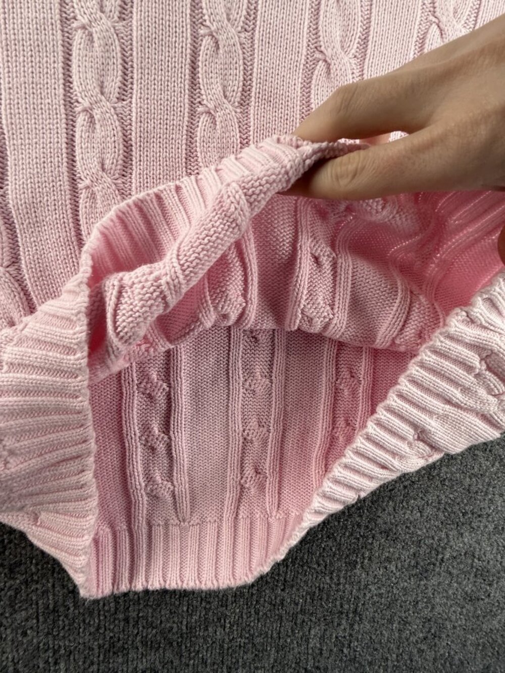 Burberry Cable Knit Pink Medium V-Neck Logo Pullover Sweater Long Sleeve Knit - Picture 11 of 16